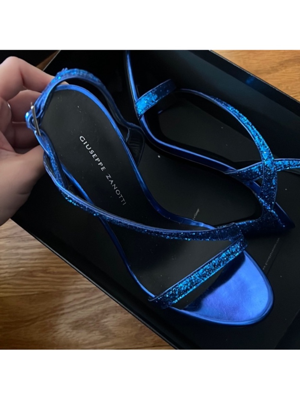 Giuseppe Zanotti Electric Blue Glitter Strappy Heels - Picture 3 of 6